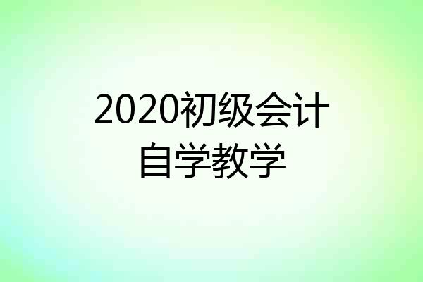 2020初级会计自学教学