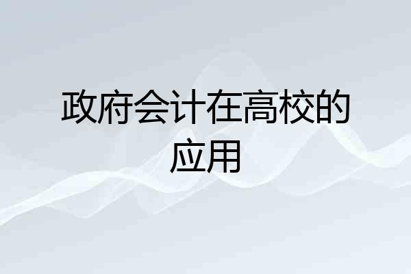 政府会计在高校的应用