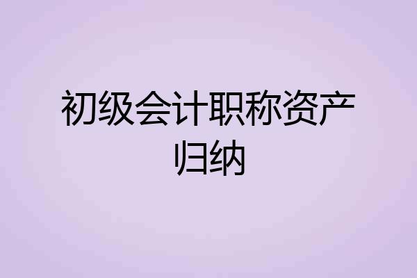 初级会计职称资产归纳