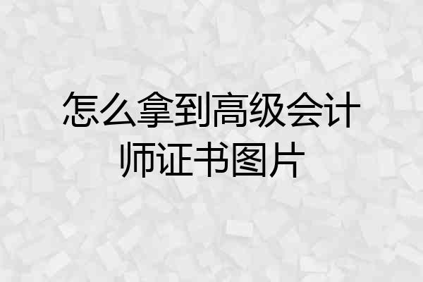 怎么拿到高级会计师证书图片