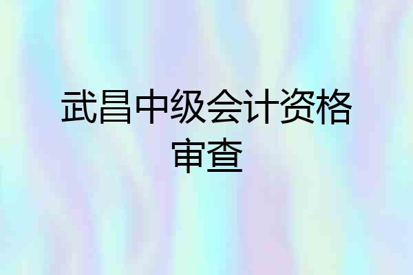 武昌中级会计资格审查