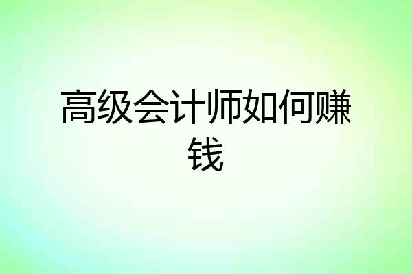 高级会计师如何赚钱