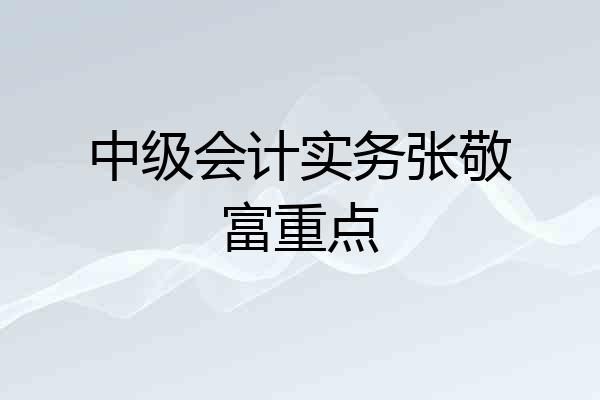 中级会计实务张敬富重点