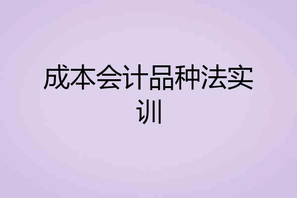 成本会计品种法实训