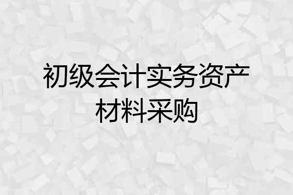 初级会计实务资产材料采购