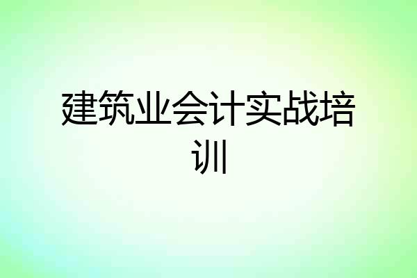 建筑业会计实战培训