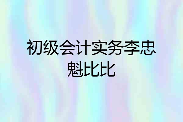 初级会计实务李忠魁比比