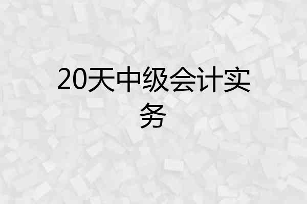 20天中级会计实务