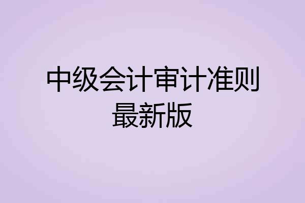 中级会计审计准则最新版