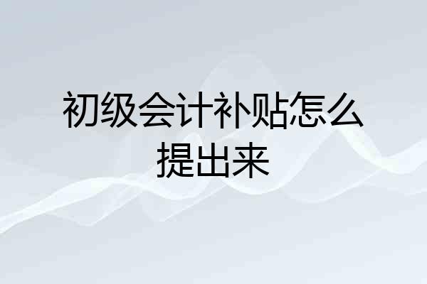 初级会计补贴怎么提出来