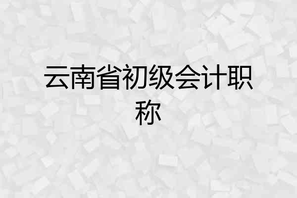 云南省初级会计职称