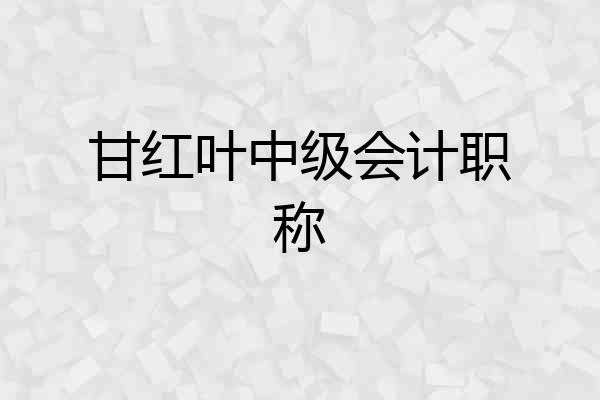 甘红叶中级会计职称