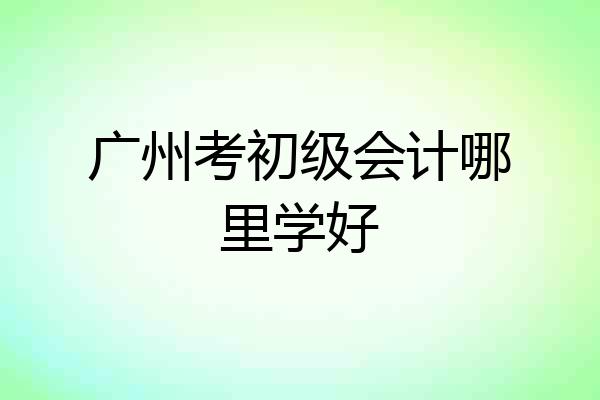 广州考初级会计哪里学好