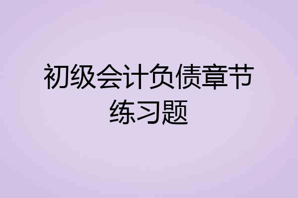 初级会计负债章节练习题