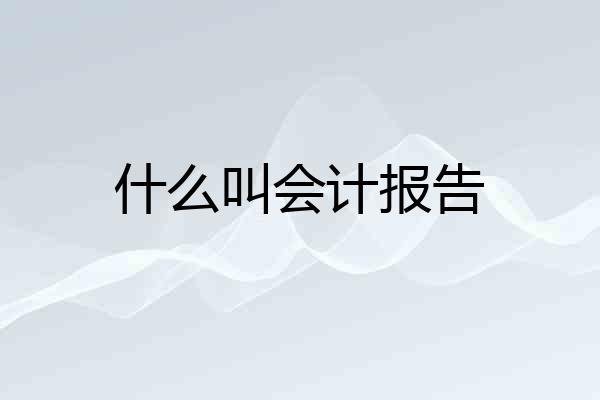 什么叫会计报告