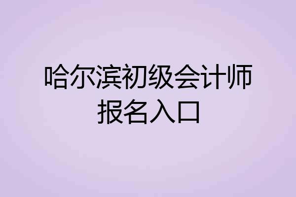 哈尔滨初级会计师报名入口
