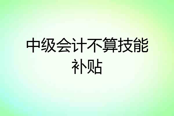 中级会计不算技能补贴