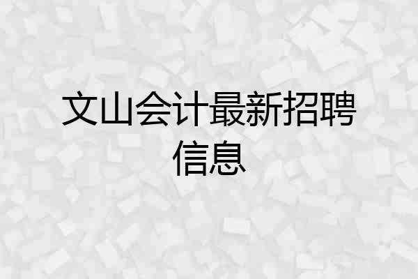 文山会计最新招聘信息