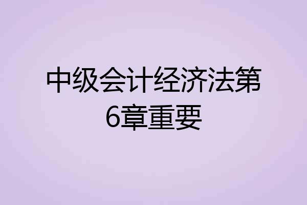 中级会计经济法第6章重要