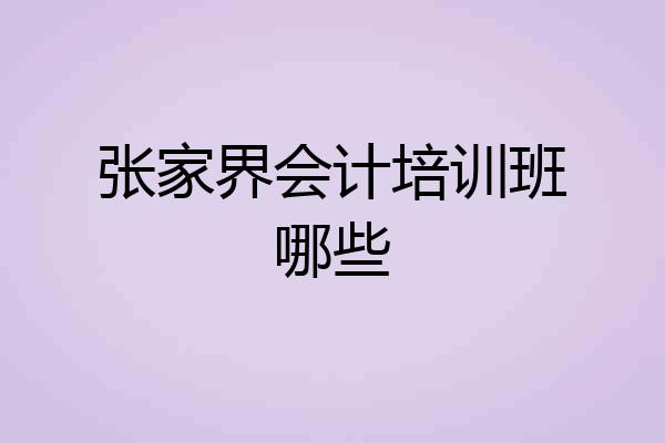 张家界会计培训班哪些
