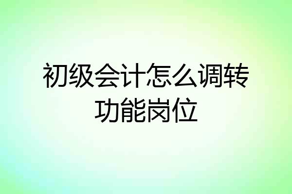 初级会计怎么调转功能岗位