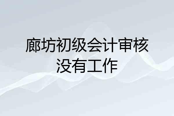 廊坊初级会计审核没有工作