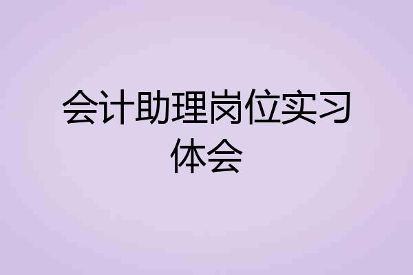 会计助理岗位实习体会
