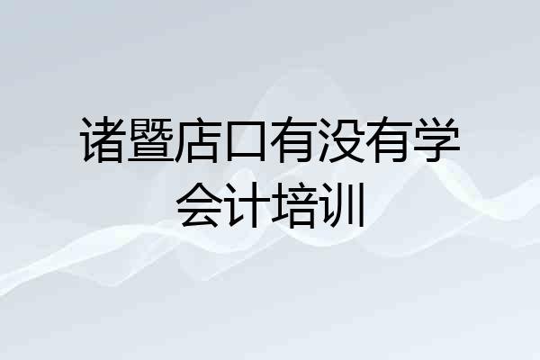 诸暨店口有没有学会计培训