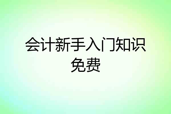 会计新手入门知识免费