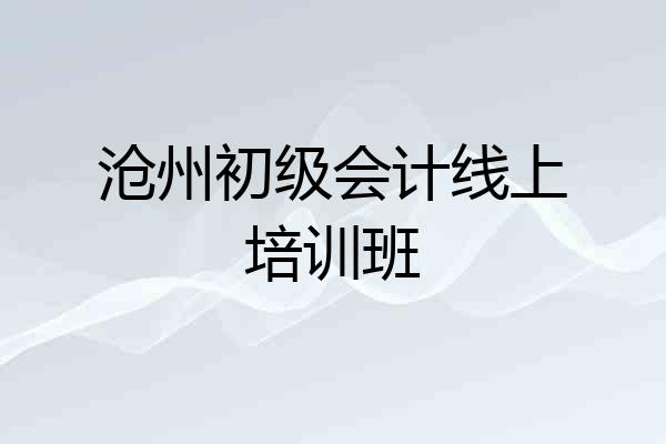 沧州初级会计线上培训班