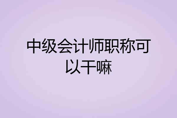 中级会计师职称可以干嘛