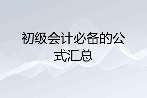 初级会计必备的公式汇总