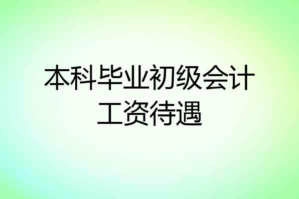 本科毕业初级会计工资待遇