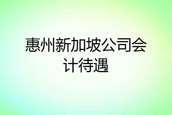 惠州新加坡公司会计待遇