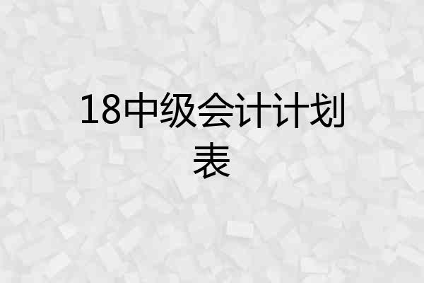 18中级会计计划表