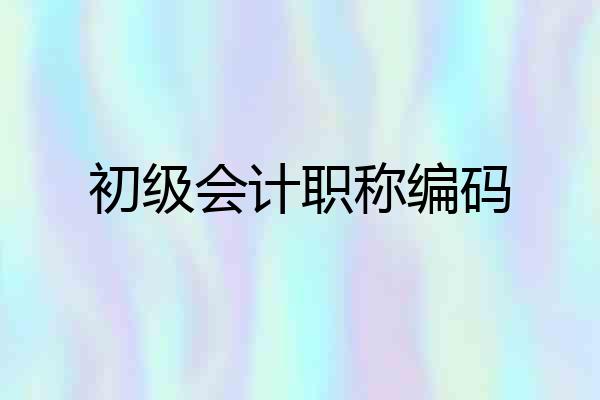初级会计职称编码
