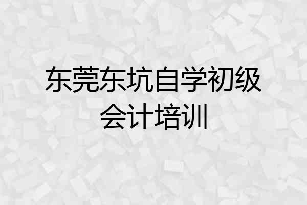 东莞东坑自学初级会计培训