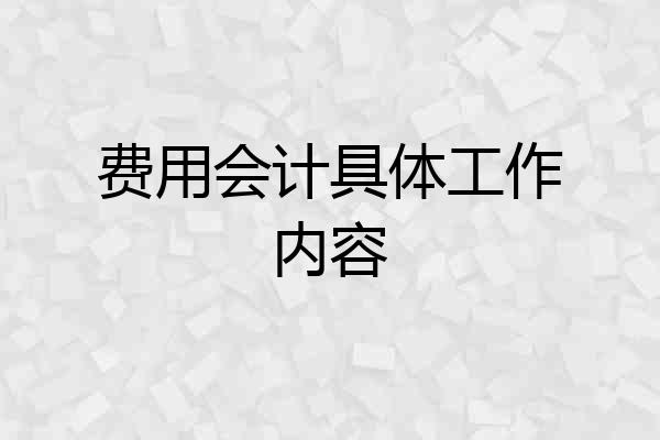 费用会计具体工作内容