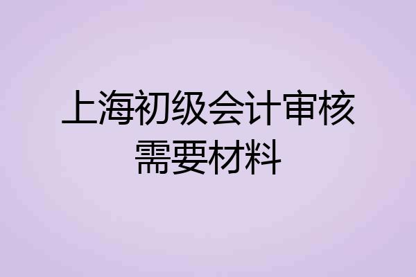 上海初级会计审核需要材料