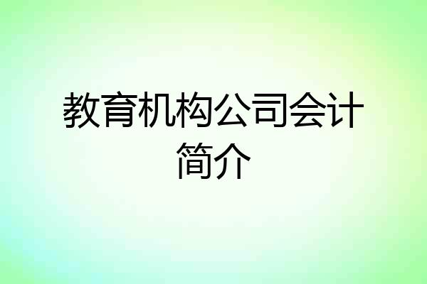教育机构公司会计简介
