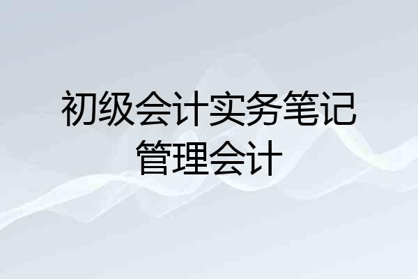 初级会计实务笔记管理会计
