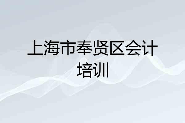 上海市奉贤区会计培训