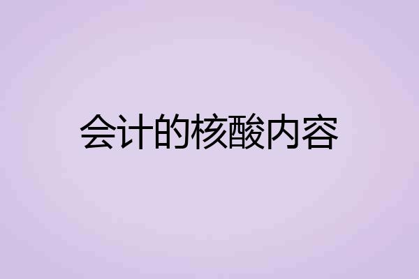 会计的核酸内容