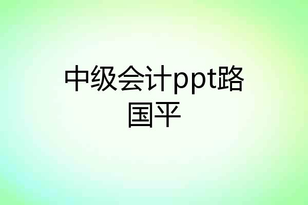 中级会计ppt路国平