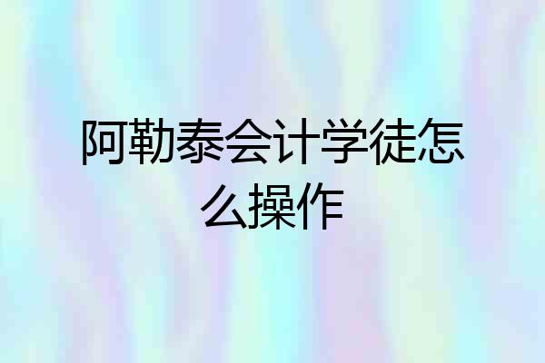 阿勒泰会计学徒怎么操作
