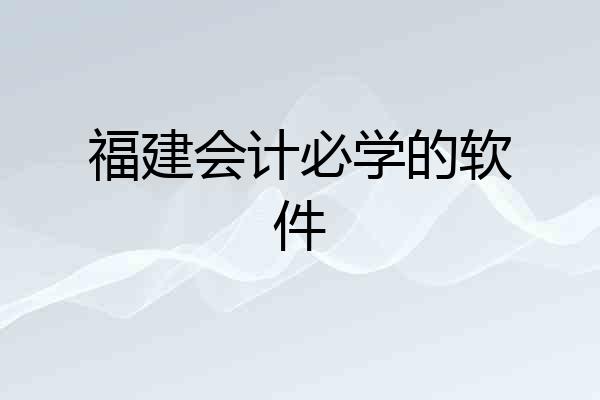 福建会计必学的软件