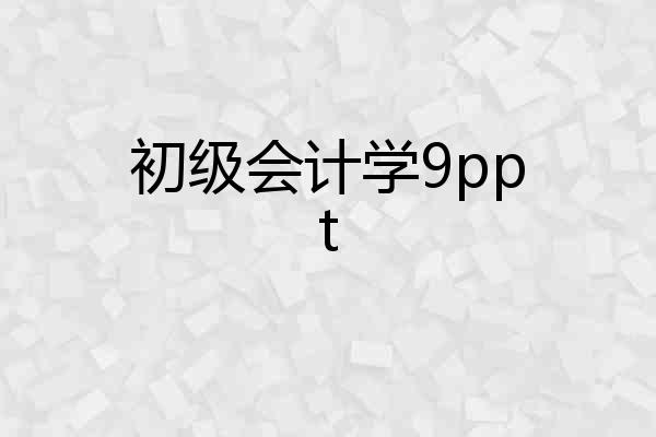 初级会计学9ppt