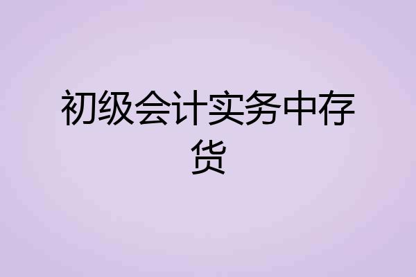 初级会计实务中存货