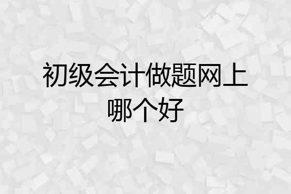 初级会计做题网上哪个好