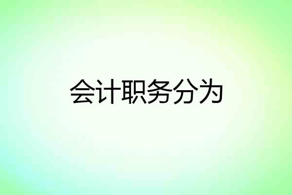 会计职务分为